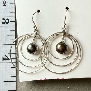 925 Sterling Silver black pearl earring